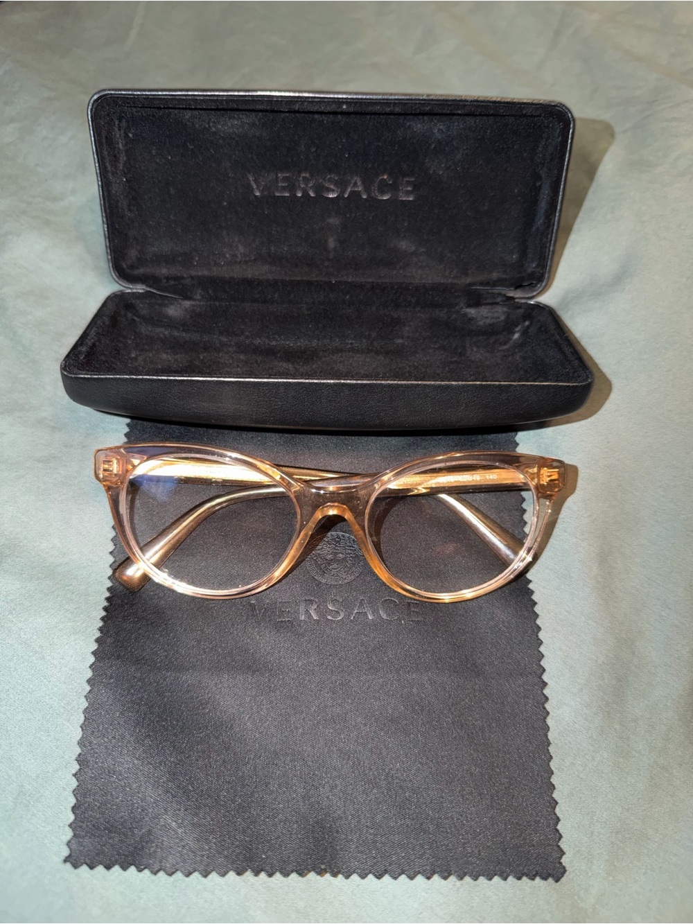 Versace Clear Light Brown Cat-Eye Eyeglasses